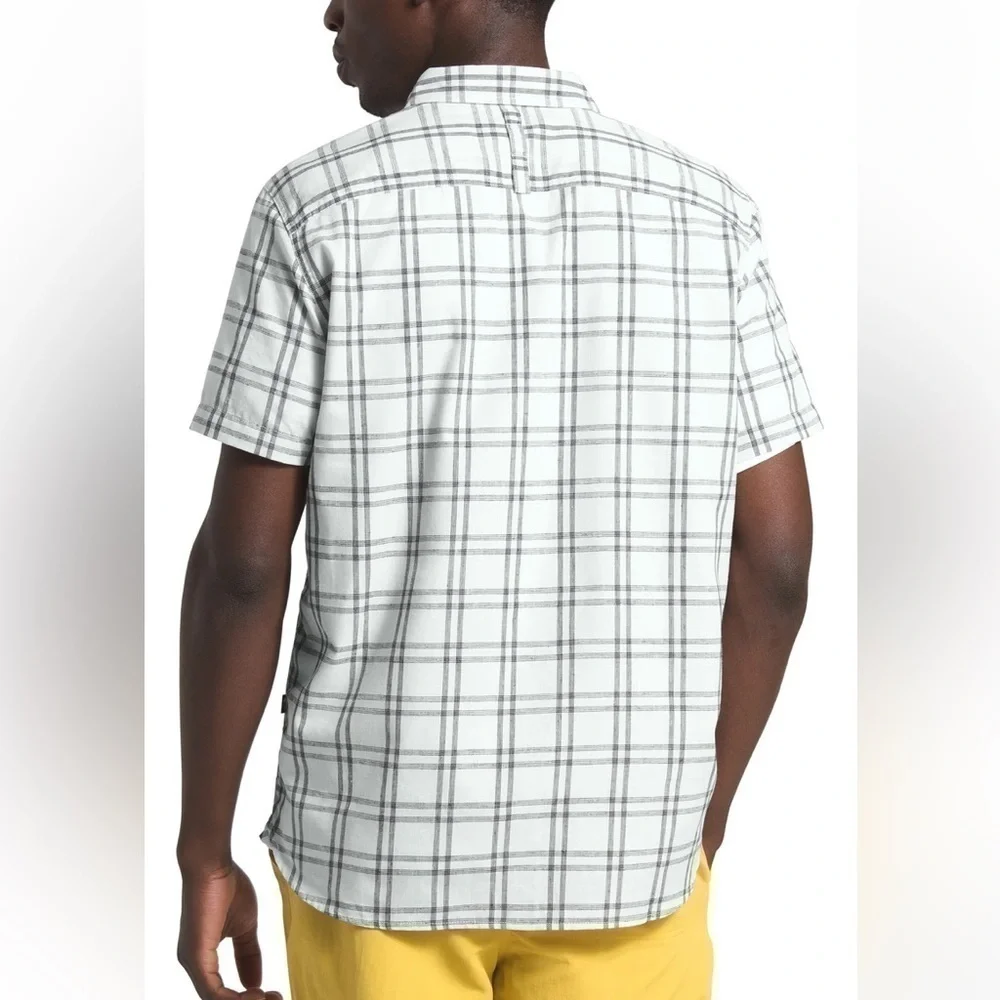 Men’s The North Face Plaid Short Sleeve Hammetts Button Down Blue Gray Size XL